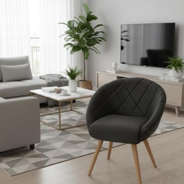 Imagem de Poltrona Ibisco Moderna Cinza Suede - Compacta p/Apartamento - Espuma D26 - Estofados Helena