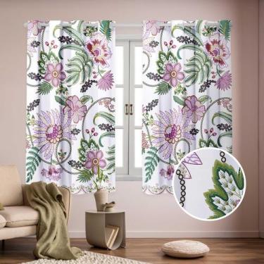 Imagem de Cortina Flores Semi Blackout 2.00 X 1.50 Desenho em Efeito Bordado 3D 