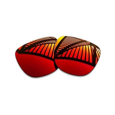 Imagem de MYCOURAG Lentes de reposição polarizadas com proteção UV para óculos de sol Ray-Ban RW4012 Wayfarer (Gen 2) 53 mm – Vermelho fogo espelhado revestido polarizado