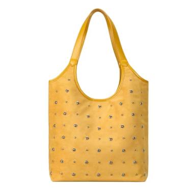 Imagem de OWGSEE Sacolas femininas de palha, bolsas de palha de verão e bolsas de mão de ráfia de tecido de ombro com bolsa de moedas, B - amarelo, Medium