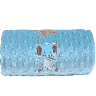 Imagem de Manta Bebê Bene Casa Dots New 100x70cm Com Bordado Blue Elefantinho