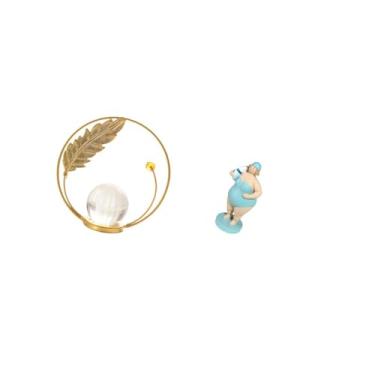 Imagem de Fenteer Escultura de Metal em Forma de Bola de Cristal, Estatueta Ornamental para Interiores, Suporte para Corredor, Lareira, Quarto, Escritório, Praia, Bonec