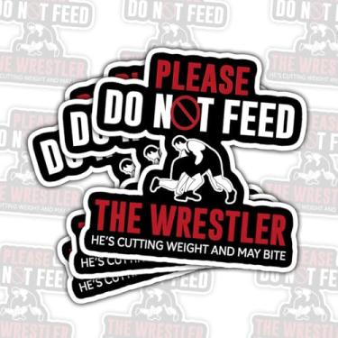 Imagem de 3 adesivos Please Do Not Feed The Wrestler, decalques de vinil engraçados com citação de artes marciais para laptop, caderno, diário, garrafa de água, carro, presente para lutadores, adolescentes de