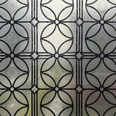 Imagem de Chicskin Película original de privacidade para janela de vidro com chumbo desenhada à mão para banheiro, 28 x 112 cm, grade de pétalas