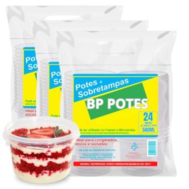 Imagem de Pote Descartavél 500ml BP Potes Redondo com Tampa Açai Bolos Sorvetes (72 Unidades)