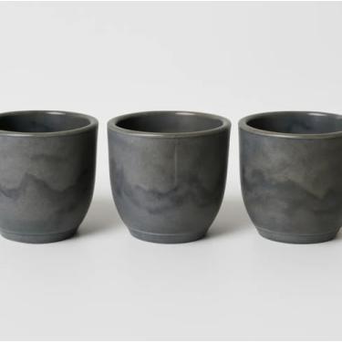 Imagem de kit 3 Vasos Bojo Marmorizado1 Platinum luxo resistente, leve, elegante, sala, recepção, decoração mesas, rack, etc (Cinza marmorizado)