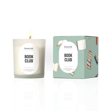 Imagem de Homesick Vela perfumada Book Club – Vela de cera de soja de 368 g com pavio de algodão orgânico, queima de 60 a 80 horas, aroma de âmbar de laranja, canela e baunilha, frasco de vidro reutilizável