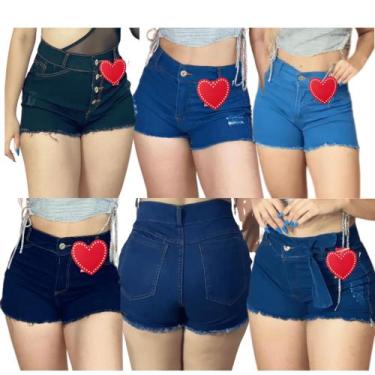 Imagem de Kit 5 Shorts Jeans Femininos Cintura Alta Modelos Variados - ShopJeans