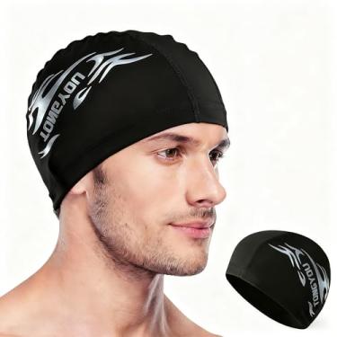 Imagem de Touca de natação unissex adulto inquebrável padrão impermeável e confortável, cinza