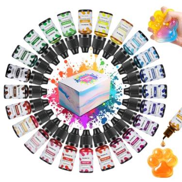 Imagem de Conjunto de pigmentos de silicone para máquina de apertar Taba e molde de silicone, tinta de silicone líquido definitiva de 24 cores para festas, grupo e artesanato, kit de pintura profissional para