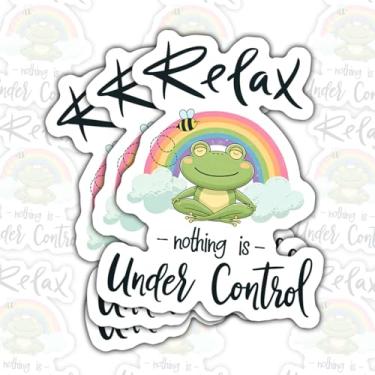 Imagem de (3 peças) Adesivo Relax Nothing is Under Control – Decalque engraçado com citação inspiradora com preguiça, vinil impermeável para laptop, garrafa de água, carro, janela, copo, 7,6 cm