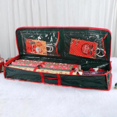 Imagem de Bolsa de armazenamento de presente premium, papel de embrulho de Natal, acessórios de Natal, bolsa de armazenamento de grande capacidade (verde)