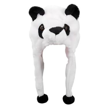 Imagem de Chapéu de pelúcia de urso panda – gorro de aviador de inverno macio e quente, boné de esqui divertido e aconchegante para Halloween, Natal ou festa à fantasia, Panda, tamanho �nico