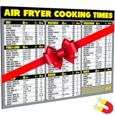 Imagem de Ímã da tabela de tempos de cozimento da fritadeira a ar - extra grande fácil de ler folha de dicas magnética da airfryer - airfryers saudáveis, livro de receitas, acessórios forros, conversão de