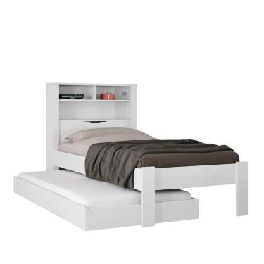 Imagem de Bicama Solteiro Baú Com Nicho E Cama Auxiliar Invicta Branco - Santos Andirá