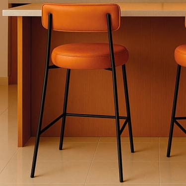 Imagem de Banqueta Cozinha Média com Encosto Industrial Preto Londres PU Whisky D03 - D'Rossi