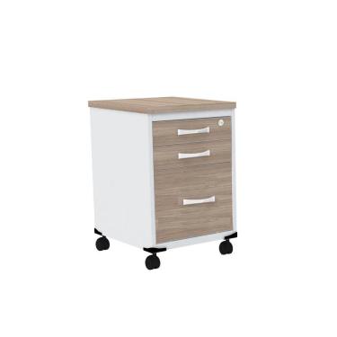 Imagem de Gaveteiro Volante 3 Gavetas Com Chaves Pe25 Em Mdp Noce Naturalle E Branco