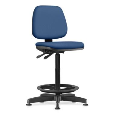 Imagem de Cadeira Caixa Alta Giratória Estofada Work F02 Crepe Azul - Lyam Decor