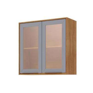 Imagem de Armário Aéreo P- Cozinha Brilhante C- 2 Portas 80cm Cinamomo-platina - Mgm