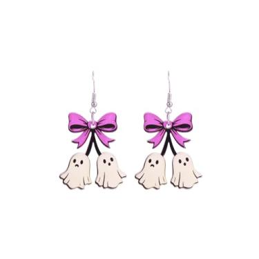 Imagem de BOOZIQ Brincos femininos de Halloween gótico, cereja, crânio, pingente, brinco, arco fofo, abóbora, fantasma, cereja, brincos emo, bijuterias, acessórios de emoção, Acrílico, Sem pedra preciosa