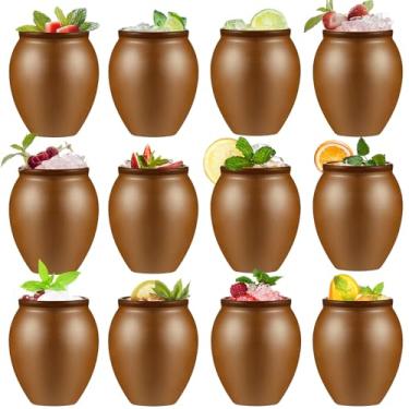 Imagem de BICHENHWAI Pacote com 12 mini copos de argila mexicana 67 g feitos à mão de argila vermelha natural para tequila, margaritas, coquetéis, conjunto de presente ideal para amigos, casais