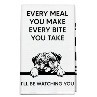 Imagem de bxtala Toalha de cozinha buldogue francês - Every Meal You Make I'll Be Watching You, presentes engraçados para donos de amantes de cães, toalhas de mão, presente de pano de prato, decorações de
