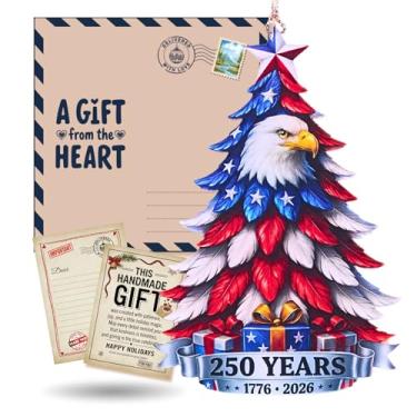 Imagem de Presentes de Dia dos Veteranos a granel – Enfeite de 250º aniversário dos EUA, decoração de Natal de águia patriótica, 7,5 x 12,7 cm, lembrança de mica para apreciação militar, exibição do orgulho