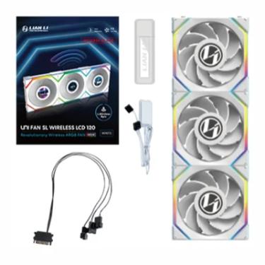 Imagem de Kit 3 Fans 120mm Lian Li Uni Fan Sl Wireless Lcd 120 Reverse Blade, ARGB, C/ Controladora, White - 12rsllcd1w3w