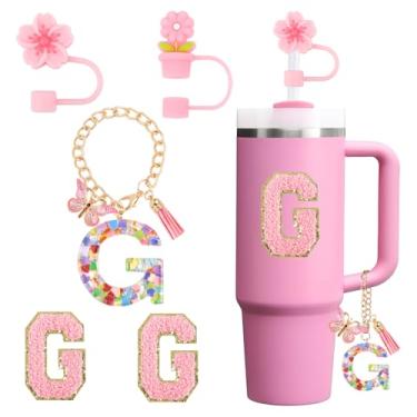 Imagem de Conjunto de acessórios de copo para copo Stanley Cup 850.5 g 1,134.0 g copo com alça, incluindo tampa de palha, pingente de alça, adesivo 5 peças (G)