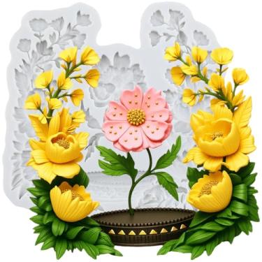 Imagem de MYPRACS Folhas de flores moldes de silicone para decoração de bolos de açúcar, topo de cupcake, pasta de goma de chocolate, argila de polímero