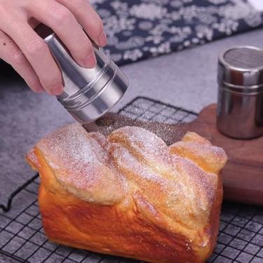 Imagem de Coqueteleira de aço inoxidável para chocolate, açúcar em pó, farinha, peneira de café, pulverizador, distribuidor de pó de cozinha (pequeno)