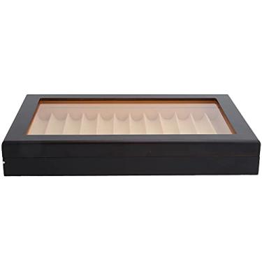 Imagem de Caixa de exibição de caneta-tinteiro de madeira de 12 dígitos Caixa de presente de armazenamento de caneta de verniz de cozimento preto Caixa de coleção de caneta de madeira