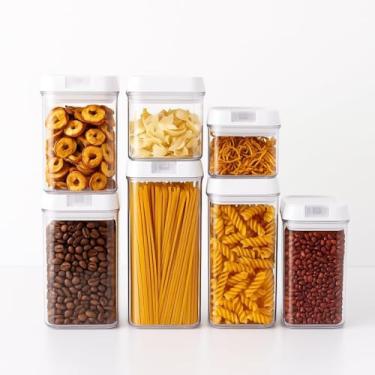 Imagem de Kit Com 7 Potes Herméticos Acrílico Multiuso Transparente 1900ml/1200ml/800ml/500ml Acompanha Adesivos - Organizador Armário Cozinha Alimentos