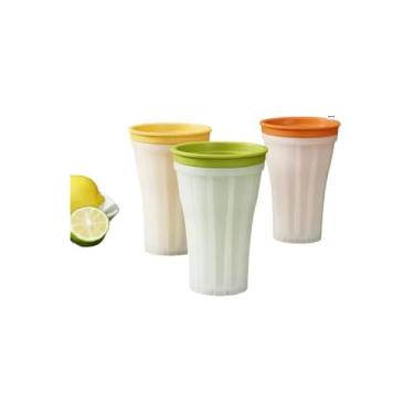 Imagem de Forma de Gelo Smoothie Copo Com Tampa, Silicone e Plástico, 150ml, Branca/Verde, 14,5 x 9,5cm