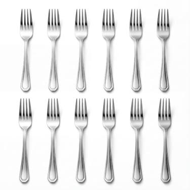 Imagem de Kit 12 Garfos de Sobremesa em Aço Inox — Talheres Resistentes, Duráveis, Não Enferrujam, Brilho Intenso, Ideal Para Mesa Posta, Lava-Louças, Perfeitos para Bolos, Tortas, Frutas e Uso Diário