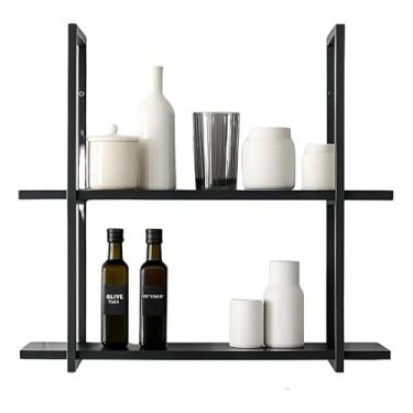 Imagem de Prateleira Suspensa Estilo Industrial Nicho Cozinha Aurora Preto - ÉdeCasaMóveis