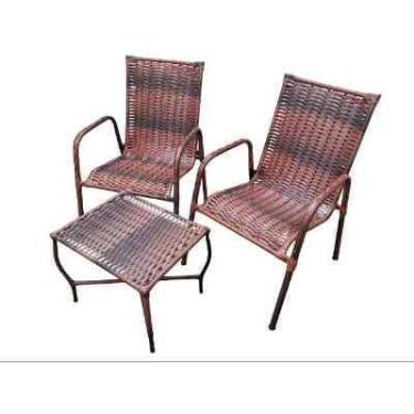 Imagem de Conjunto De Cadeiras E Mesa De Jardim Em Fibra Sintética junco – Estrutura Em Ferro, Resistente, Confortável E Ideal Para Áreas Externas