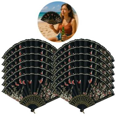 Imagem de 12 Leques Decorativo com Borboletas e Flores Estilo Oriental - Freecom