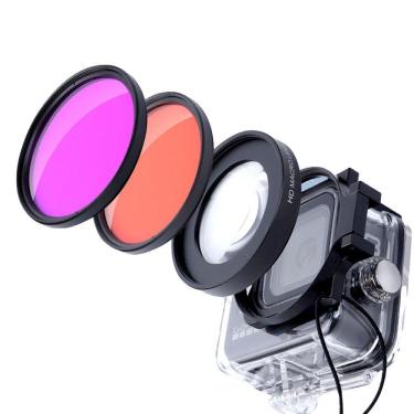 Imagem de Kit Filtros Mergulho + Macro 16x De Caixa Estanque Gopro 8-9-10-11