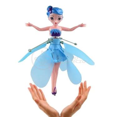 Imagem de Boneco Princesa Aerocraft Fada Voadora Azul 19Cm C/ Luz