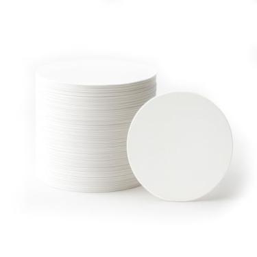 Imagem de 100 peças de círculos de papelão branco de núcleo sólido - cartolina circular branca extra grossa de 28pt - recortes de círculos pesados para álbuns, artesanato e suporte de produto (redondo de 20 cm)