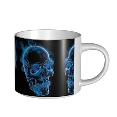 Imagem de ZERAOKE Caveira - Caneca de cerâmica grande para café, grande capacidade para escritório e casa, lavável na lava-louças, design com alça em C.
