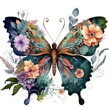 Imagem de 2 peças de adesivos engraçados com estampa de flores e borboletas, decalque de vinil de 12 cm, à prova d'água, cortado para parede, janelas, laptops HHD-02