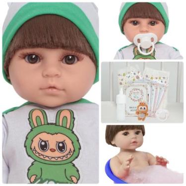 Imagem de Boneco Reborn De Silicone Menino Cabelo Castanho 46cm Fofo - Cegonha R