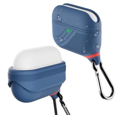 Imagem de HALLEAST Capa à prova d'água para AirPods Pro 3, capa protetora de silicone portátil elegante para Air Pod Pro3, azul escuro