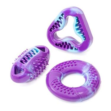 Imagem de AmorousCat Brinquedo de quebra-cabeça resistente para cães mastigadores agressivos, pacote com 3, brinquedo indestrutível TPR seguro para cães mastigadores pequenos e médios, mantém os cães ocupados