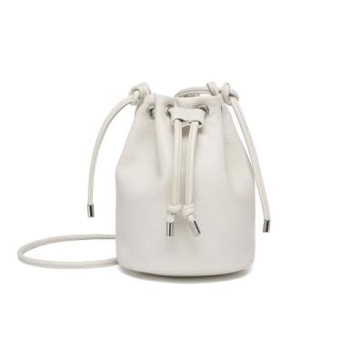 Imagem de YONBEN Bolsa tiracolo preta com cordão e tecido de nylon, bolsa organizadora de grande capacidade com ferragens douradas, Pu/Bege