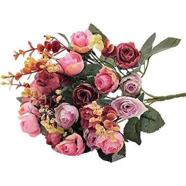 Imagem de LMJYU Centros de mesa rosa de seda artificial: arranjos florais realistas para ambiente decorativo