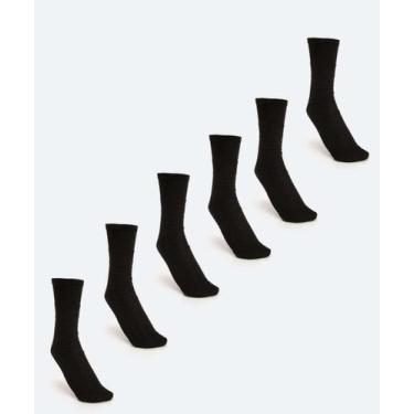 Imagem de Kit 6 Pares Meias Cano Médio Masculina Esportiva MR-25324, Preto, 39/4