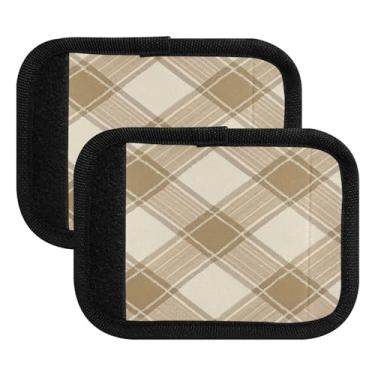 Imagem de Qilmy Pacote com 4 identificadores de bagagem com estampa xadrez de búfalo de água marrom e alça confortável para carrinho de bebê, mala de viagem, acessórios de viagem de avião225